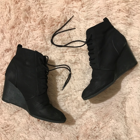 wedge lace up bootie